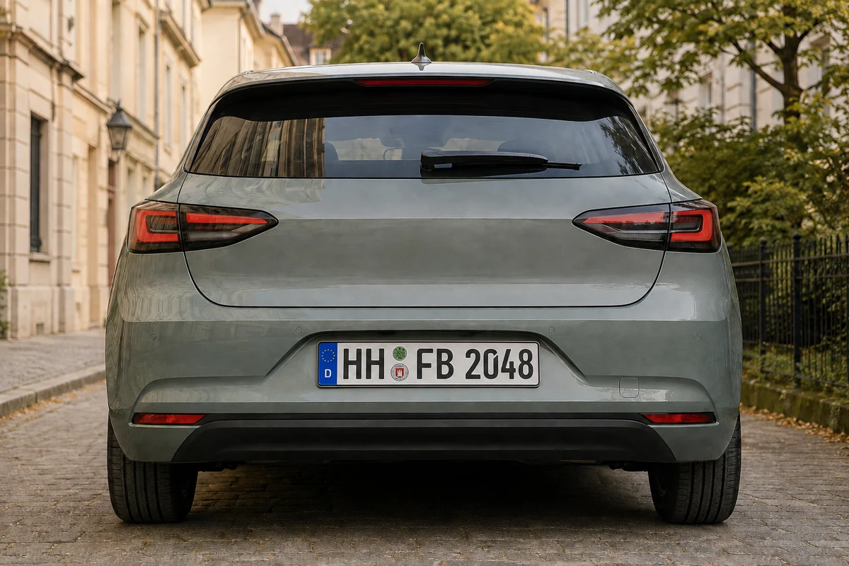 Rear of a car with a European license plate